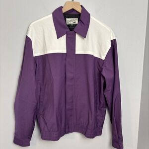 Bogey Boys Men's Medium Full Zip Retro Style Purple White Block Track Jacket NEW